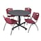 Kobe Kobe Round Table & Chair Set, Wood, Metal, Plastic Top, Grey TKB48RNDGY47BY - alternate 1